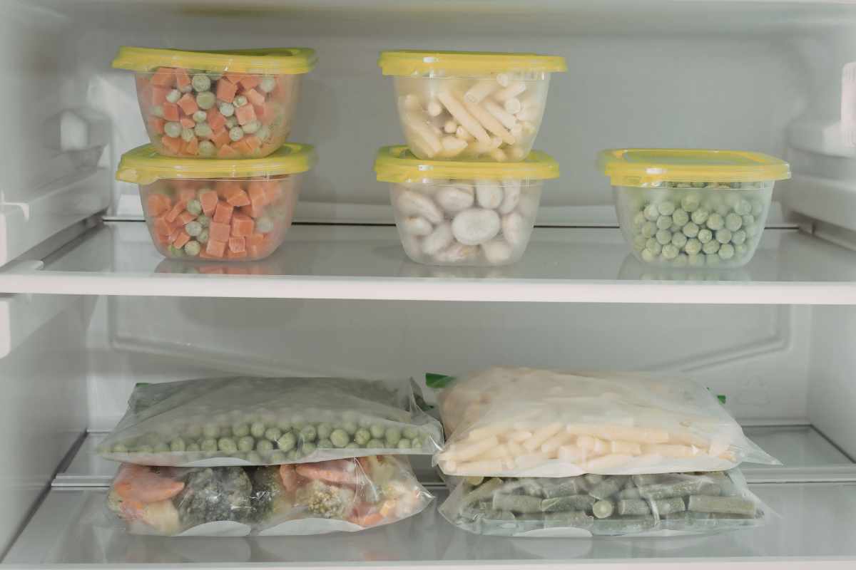 congelatore con bustine all'interno